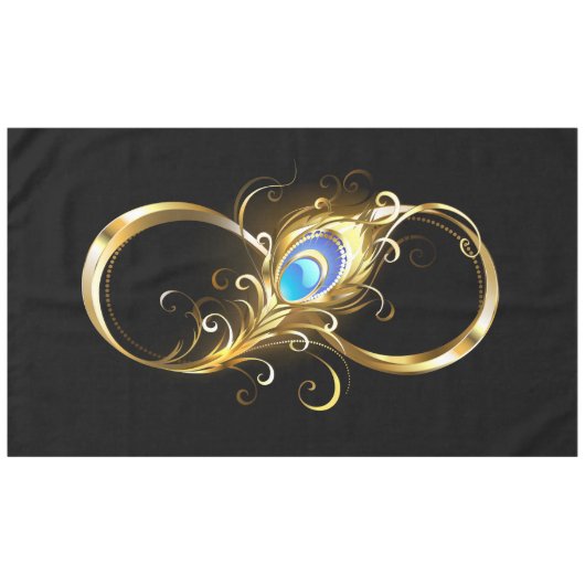 Unendlichkeit mit Golden Peacock Feather Tischdecke (Vorderseite (Horizontal))
