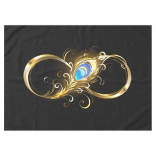 Unendlichkeit mit Golden Peacock Feather Tischdecke