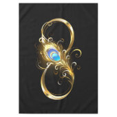 Unendlichkeit mit Golden Peacock Feather Tischdecke (Vorderseite)