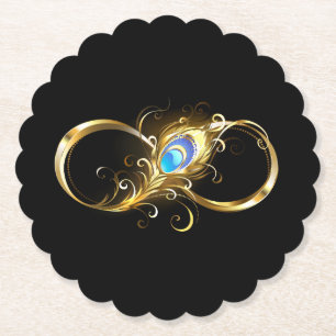 Unendlichkeit mit Golden Peacock Feather Untersetzer