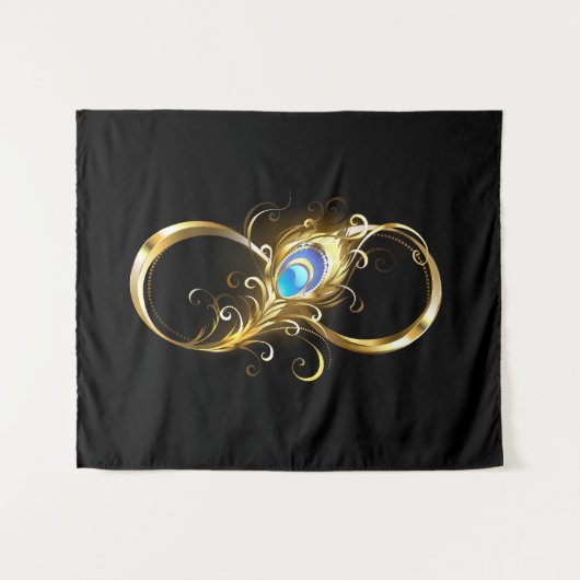Unendlichkeit mit Golden Peacock Feather Wandteppich (Vorderseite (Horizontal))