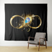 Unendlichkeit mit Golden Peacock Feather Wandteppich (Beispiel (Horizontal))