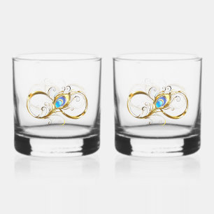 Unendlichkeit mit Golden Peacock Feather Whiskyglas