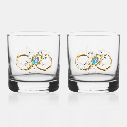 Unendlichkeit mit Golden Peacock Feather Whiskyglas (Vorderseite)