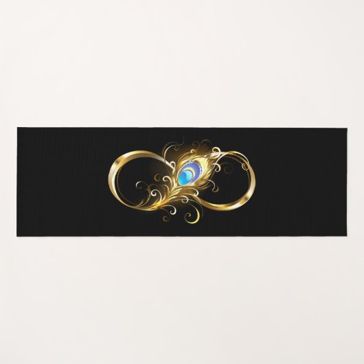 Unendlichkeit mit Golden Peacock Feather Yogamatte (Vorderseite (Horizontal))