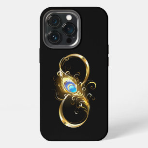 Unendlichkeit mit goldener Pfauenfeder iPhone 13 Pro Hülle