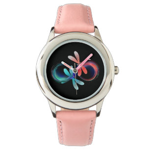 Unendlichkeit mit leuchtenden Libellen Armbanduhr