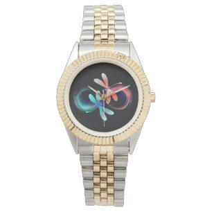 Unendlichkeit mit leuchtenden Libellen Armbanduhr