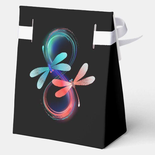 Unendlichkeit mit leuchtenden Libellen Geschenkschachtel (Rückseite)
