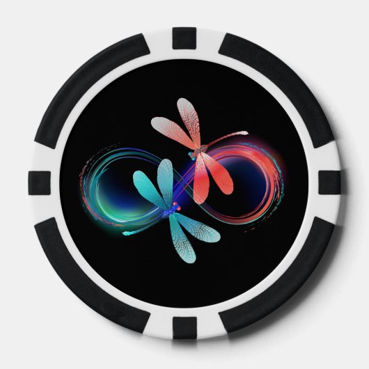 Unendlichkeit mit leuchtenden Libellen Pokerchips (Vorderseite)
