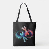 Unendlichkeit mit leuchtenden Libellen Tasche (Rückseite)