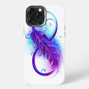 Unendlichkeit mit lila Feder iPhone 13 Pro Max Hülle