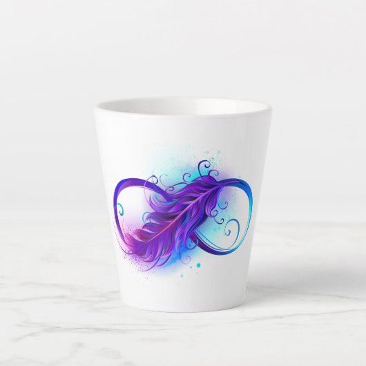 Unendlichkeit mit lila Feder Milchtasse (Vorderseite)