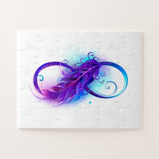 Unendlichkeit mit Lila Feder Puzzle (Horizontal)