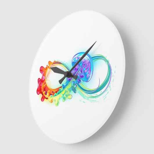 Unendlichkeit mit Rainbow Jellyfish Große Wanduhr (Winkel)