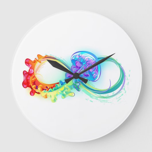 Unendlichkeit mit Rainbow Jellyfish Große Wanduhr (Vorderseite)