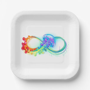 Unendlichkeit mit Rainbow Jellyfish Pappteller