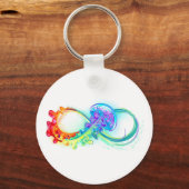 Unendlichkeit mit Rainbow Jellyfish Schlüsselanhänger (Rückseite)
