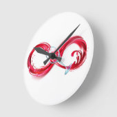 Unendlichkeit mit Rotem Wein Runde Wanduhr (Winkel)