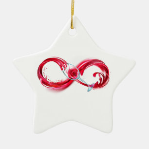 Unendlichkeit mit Rotwein Keramik Ornament