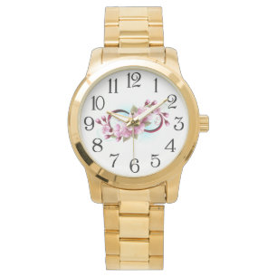 Unendlichkeit mit Sakura Blossom-Blume Armbanduhr