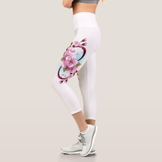 Unendlichkeit mit Sakura Blossom-Blume Capri Leggings (Links)
