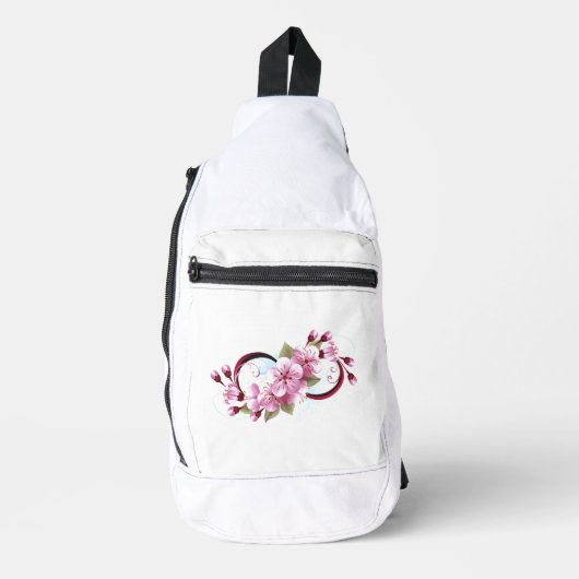 Unendlichkeit mit Sakura Blossom-Blume Crossbody Bag (Vorderseite)
