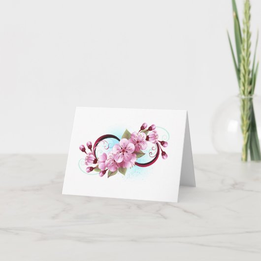 Unendlichkeit mit Sakura Blossom-Blume Dankeskarte (Vorderseite)