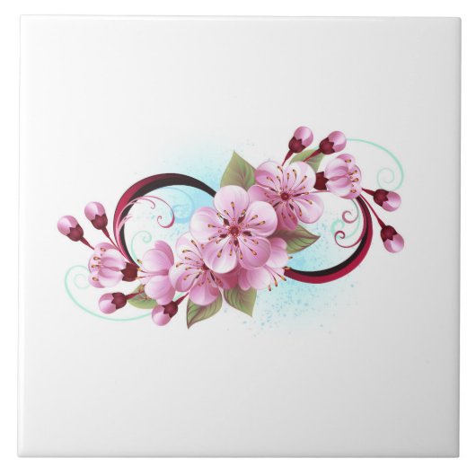 Unendlichkeit mit Sakura Blossom-Blume Fliese (Vorderseite)