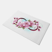 Unendlichkeit mit Sakura Blossom-Blume Fußmatte (Schrägansicht)