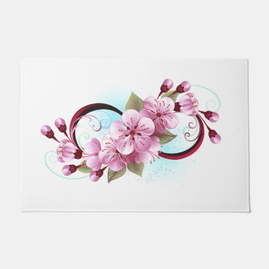 Unendlichkeit mit Sakura Blossom-Blume Fußmatte (Vorderseite)