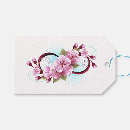 Unendlichkeit mit Sakura Blossom-Blume Geschenkanhänger (Vorderseite (Horizontal))