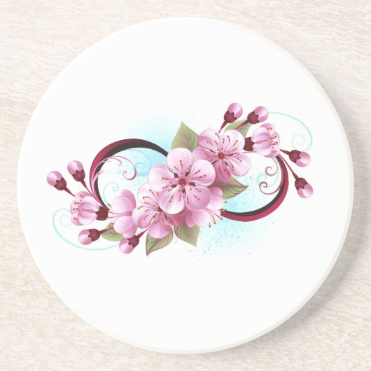 Unendlichkeit mit Sakura Blossom-Blume Getränkeuntersetzer (Vorne)