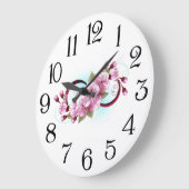Unendlichkeit mit Sakura Blossom-Blume Große Wanduhr (Winkel)