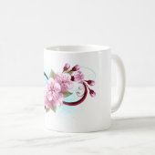 Unendlichkeit mit Sakura Blossom-Blume Kaffeetasse (VorderseiteRechts)