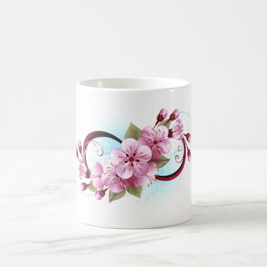Unendlichkeit mit Sakura Blossom-Blume Kaffeetasse (Mittel)