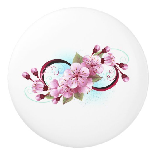 Unendlichkeit mit Sakura Blossom-Blume Keramikknauf (Vorderseite)