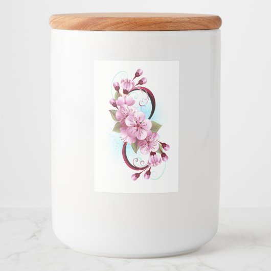 Unendlichkeit mit Sakura Blossom-Blume Lebensmitteletikett (Vorderseite)