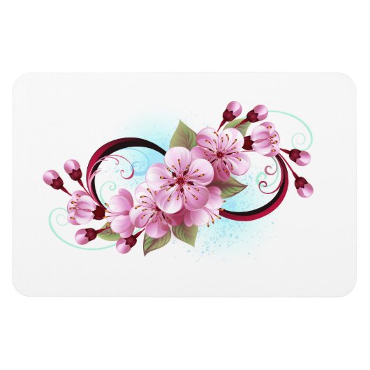 Unendlichkeit mit Sakura Blossom-Blume Magnet (Horizontal)