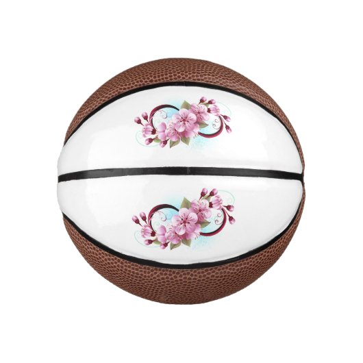 Unendlichkeit mit Sakura Blossom-Blume Mini Basketball (Vorderseite)