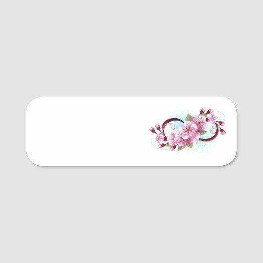 Unendlichkeit mit Sakura Blossom-Blume Namensschild (Vorderseite)