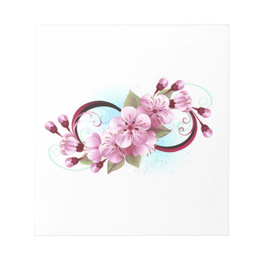 Unendlichkeit mit Sakura Blossom-Blume Notizblock (Vorderseite)