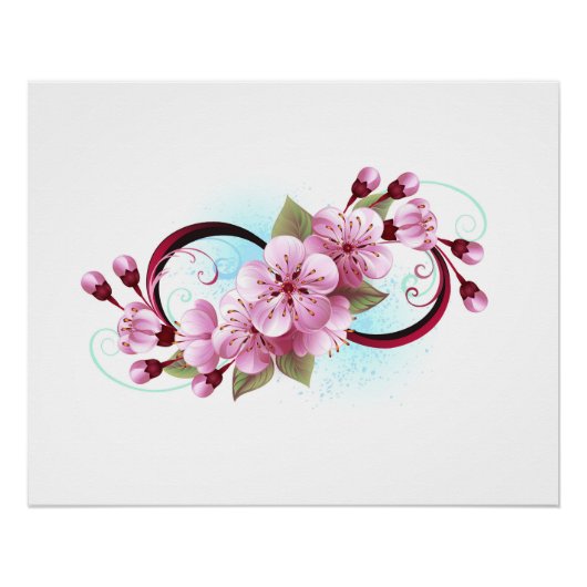 Unendlichkeit mit Sakura Blossom-Blume Poster (Vorderseite)