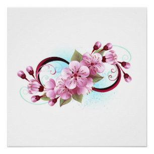 Unendlichkeit mit Sakura Blossom-Blume Poster