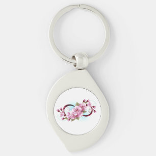 Unendlichkeit mit Sakura Blossom-Blume Schlüsselanhänger