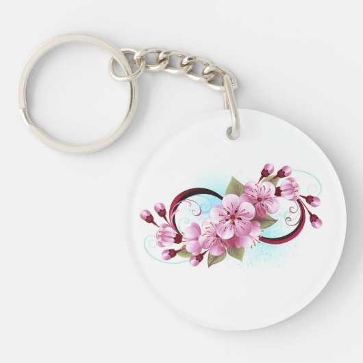 Unendlichkeit mit Sakura Blossom-Blume Schlüsselanhänger (Vorderseite)