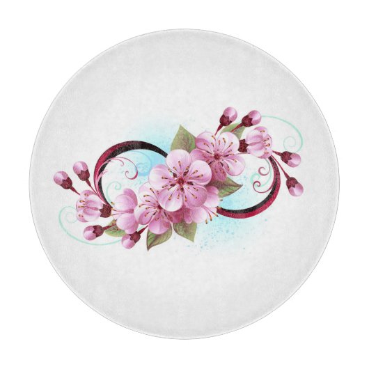 Unendlichkeit mit Sakura Blossom-Blume Schneidebrett (Vorderseite)
