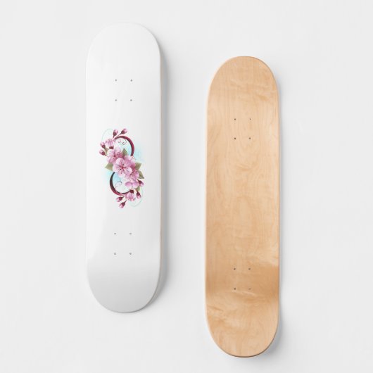 Unendlichkeit mit Sakura Blossom-Blume Skateboard (Vorderseite)