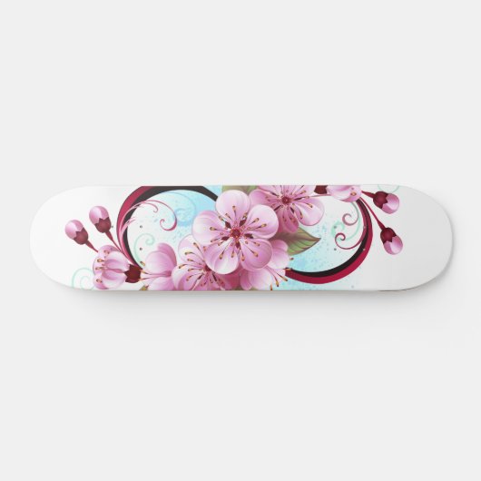 Unendlichkeit mit Sakura Blossom-Blume Skateboard (Horizontal)