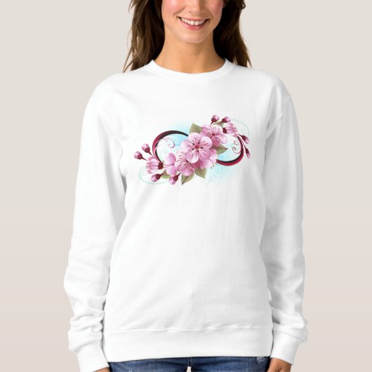 Unendlichkeit mit Sakura Blossom-Blume Sweatshirt (Vorderseite)